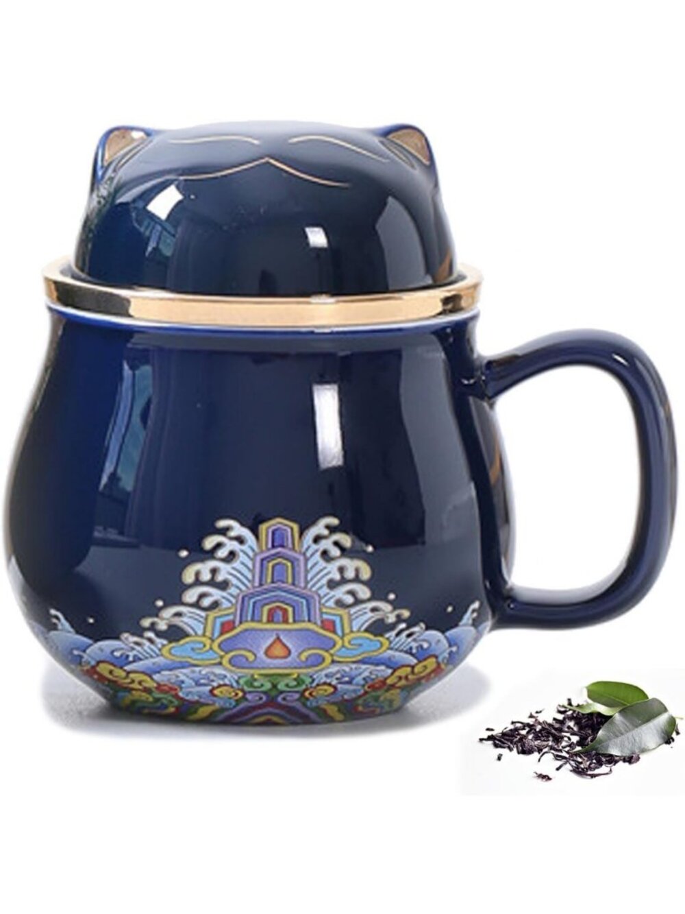 Cute Cat Tea Mug with Lid & Filter - 10.8oz, Easy Clean, Keeps Tea Hot, Perfect
